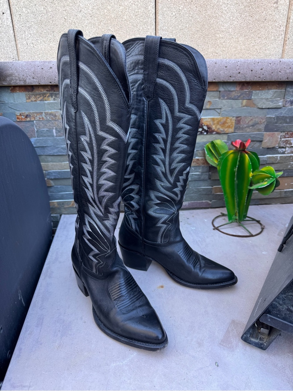 Tecovas Black Abby Knee-High Boots